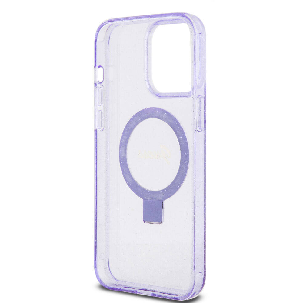 Guess iPhone 15 Pro Max Orjinal Lisanslı Magsafe Şarj Özellikli Simli Arka Yüzey Ring Standlı Telefon Kılıfı - 7