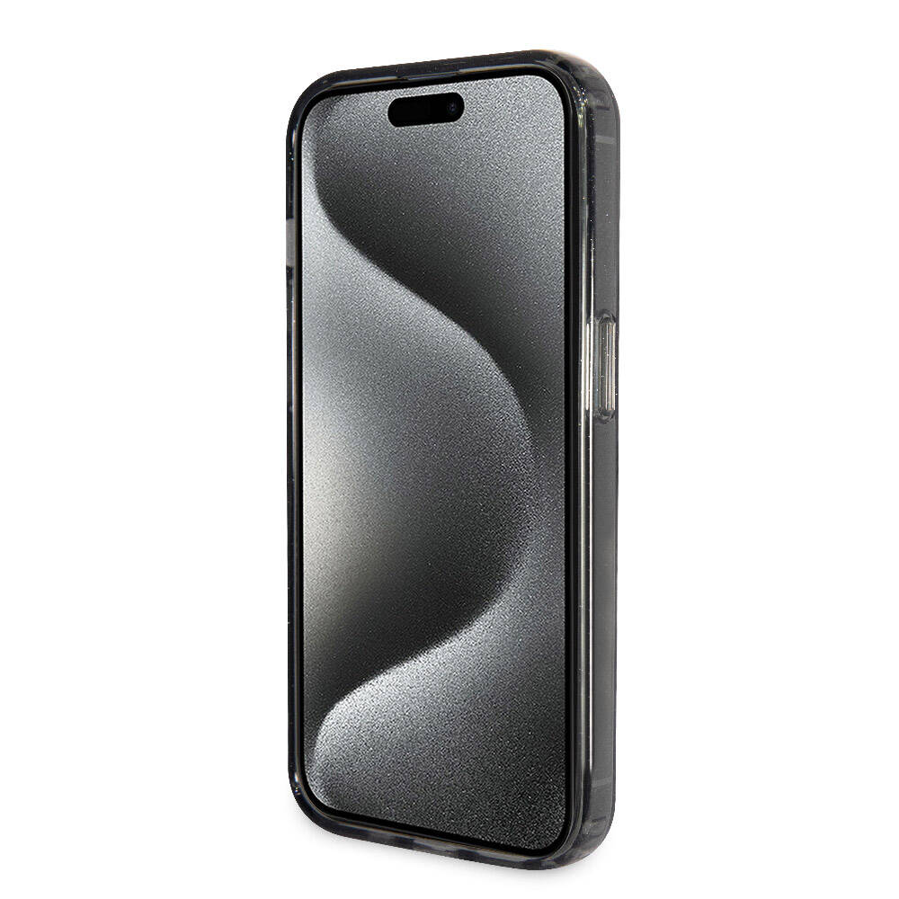 Guess iPhone 15 Pro Max Orjinal Lisanslı Magsafe Şarj Özellikli Simli Arka Yüzey Ring Standlı Telefon Kılıfı - 12