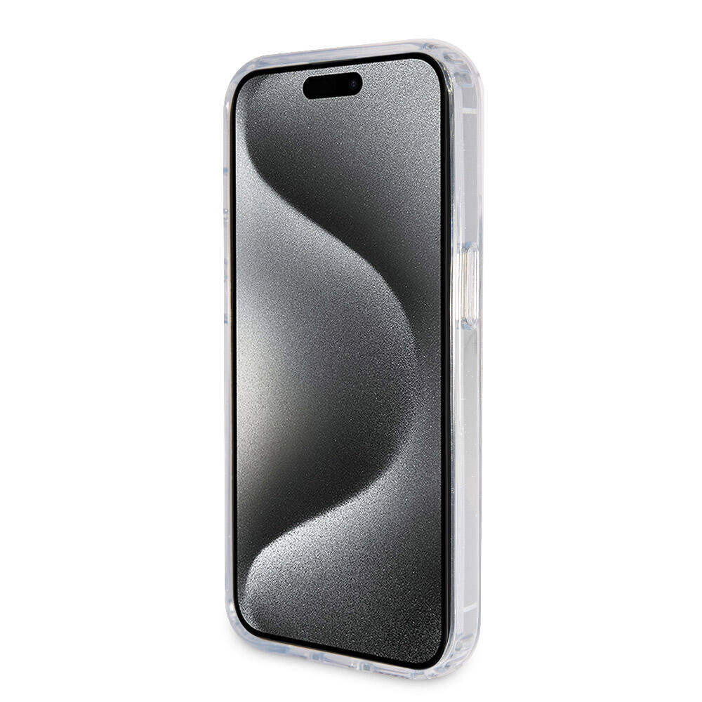 Guess iPhone 15 Pro Max Orjinal Lisanslı Magsafe Şarj Özellikli Simli Arka Yüzey Ring Standlı Telefon Kılıfı - 19