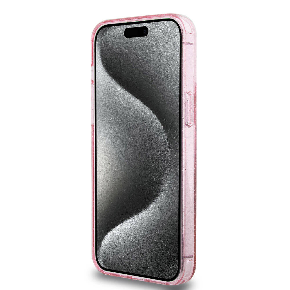 Guess iPhone 15 Pro Max Orjinal Lisanslı Magsafe Şarj Özellikli Simli Arka Yüzey Ring Standlı Telefon Kılıfı - 26