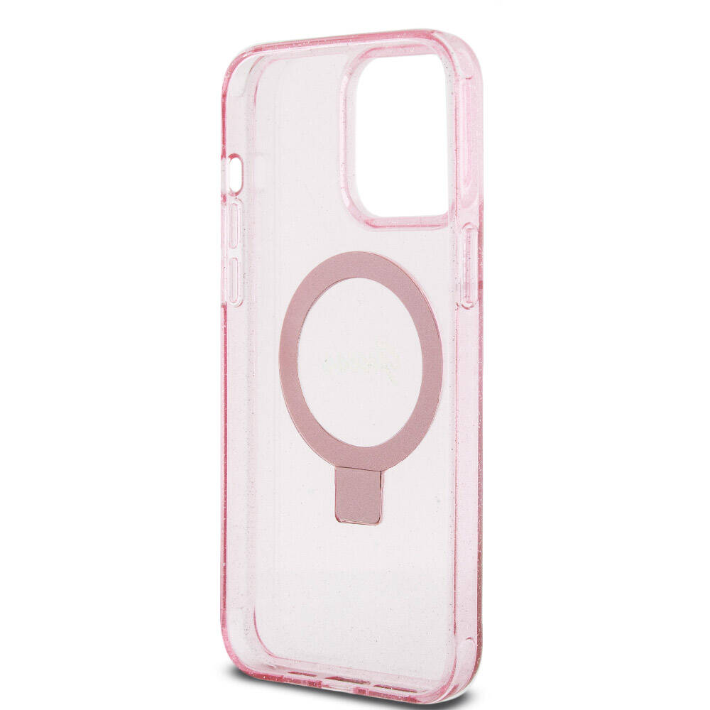 Guess iPhone 15 Pro Max Orjinal Lisanslı Magsafe Şarj Özellikli Simli Arka Yüzey Ring Standlı Telefon Kılıfı - 28