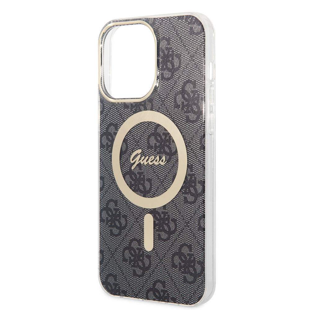Guess iPhone 15 Pro Max Orjinal Lisanslı Magsafe Şarj Özellikli Yazı Logolu 4G Desenli Telefon Kılıfı - 4