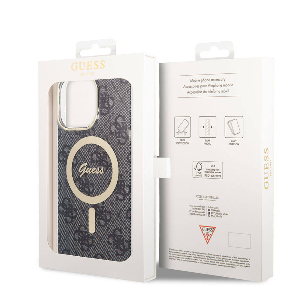 Guess iPhone 15 Pro Max Orjinal Lisanslı Magsafe Şarj Özellikli Yazı Logolu 4G Desenli Telefon Kılıfı - 6
