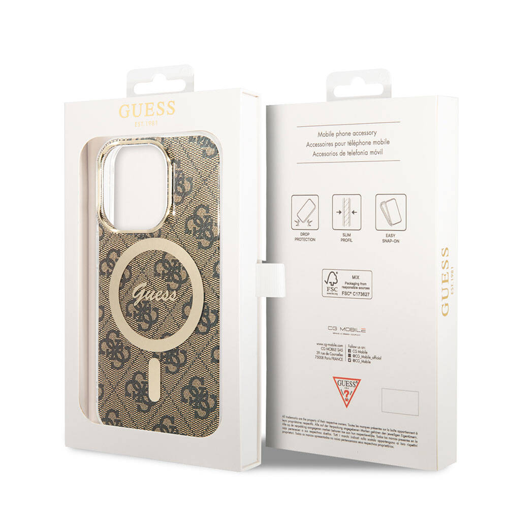 Guess iPhone 15 Pro Max Orjinal Lisanslı Magsafe Şarj Özellikli Yazı Logolu 4G Desenli Telefon Kılıfı - 12