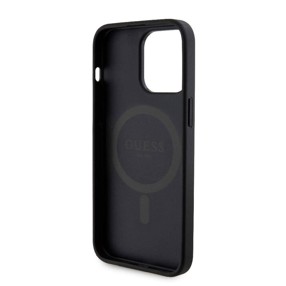 Guess iPhone 15 Pro Max Orjinal Lisanslı Magsafe Şarj Özellikli Yazı Logolu 4G Desenli Telefon Kılıfı + Powerbank 5000mAh 2in1 Set - 8