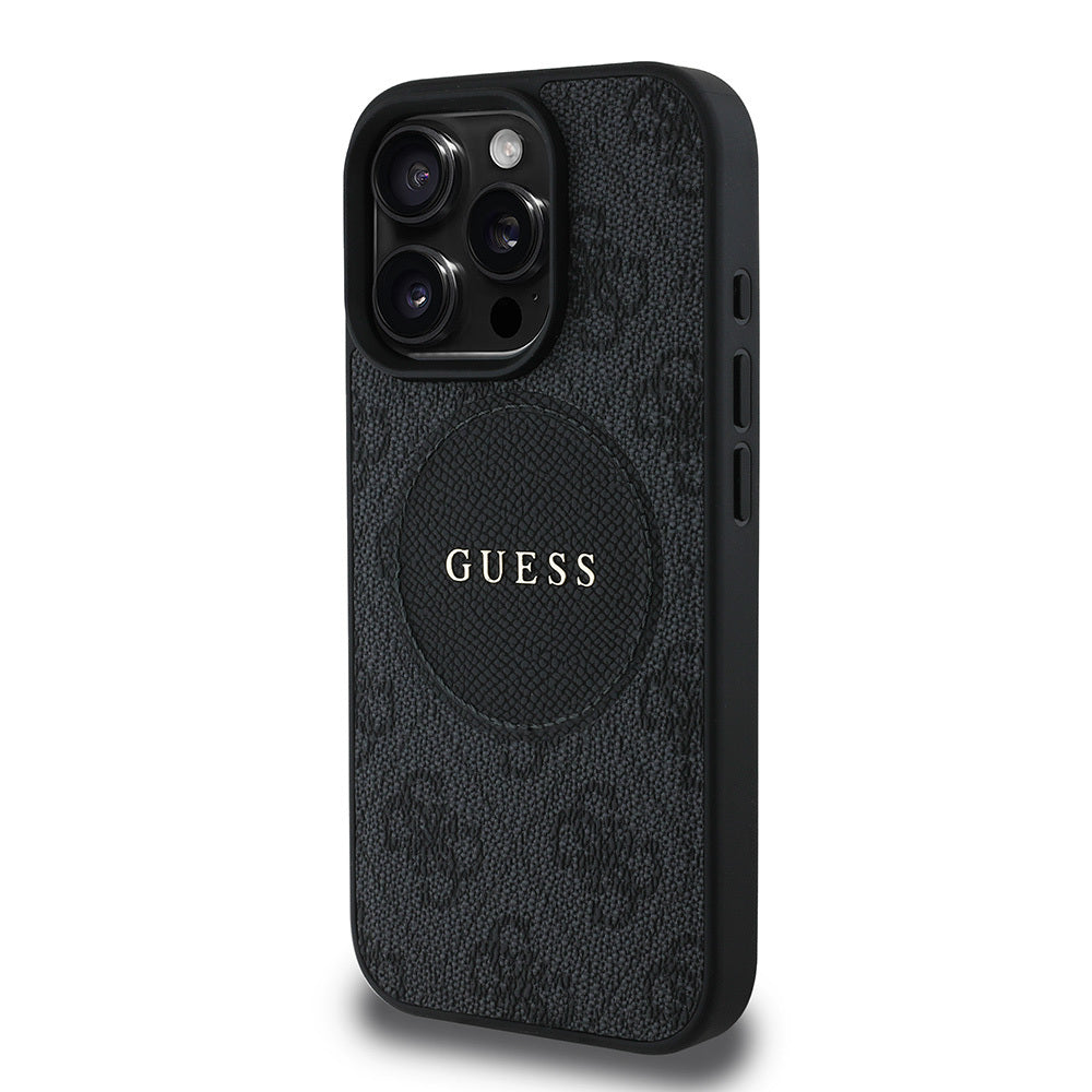 Guess iPhone 15 Pro Max Orjinal Lisanslı M-safe Şarj Özellikli Yazı Logolu Circle Classic Kılıf