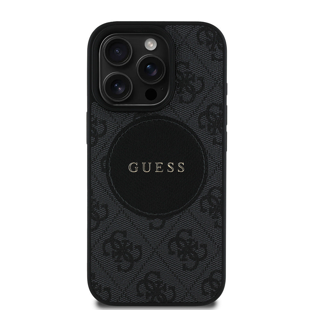 Guess iPhone 15 Pro Max Orjinal Lisanslı M-safe Şarj Özellikli Yazı Logolu Circle Classic Kılıf