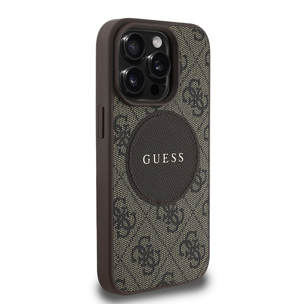 Guess iPhone 15 Pro Max Orjinal Lisanslı M-safe Şarj Özellikli Yazı Logolu Circle Classic Kılıf