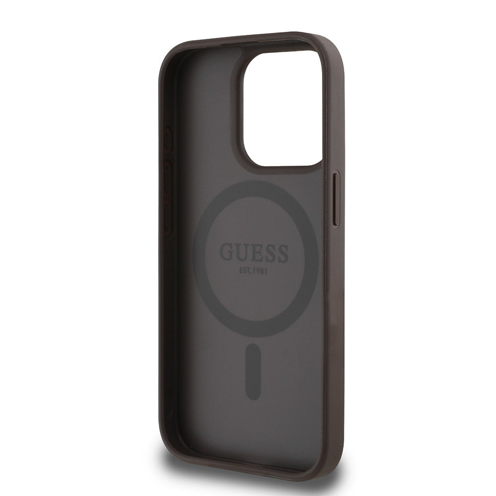Guess iPhone 15 Pro Max Orjinal Lisanslı M-safe Şarj Özellikli Yazı Logolu Circle Classic Kılıf