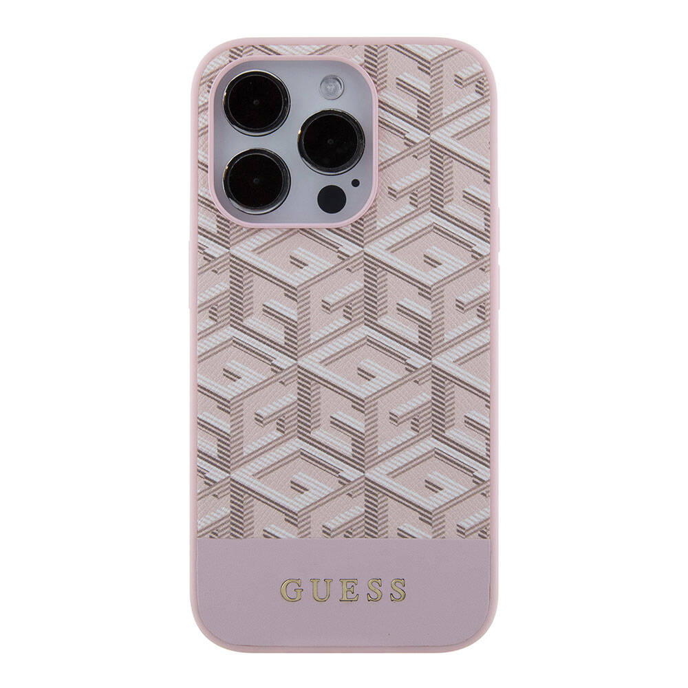 Guess iPhone 15 Pro Max Orjinal Lisanslı Magsafe Şarj Özellikli Yazı Logolu GCube Desenli Telefon Kılıfı - 3