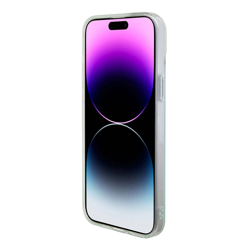 Guess iPhone 15 Pro Max Orjinal Lisanslı Magsafe Şarj Özellikli Yazı Logolu Iridescent Telefon Kılıfı - 5