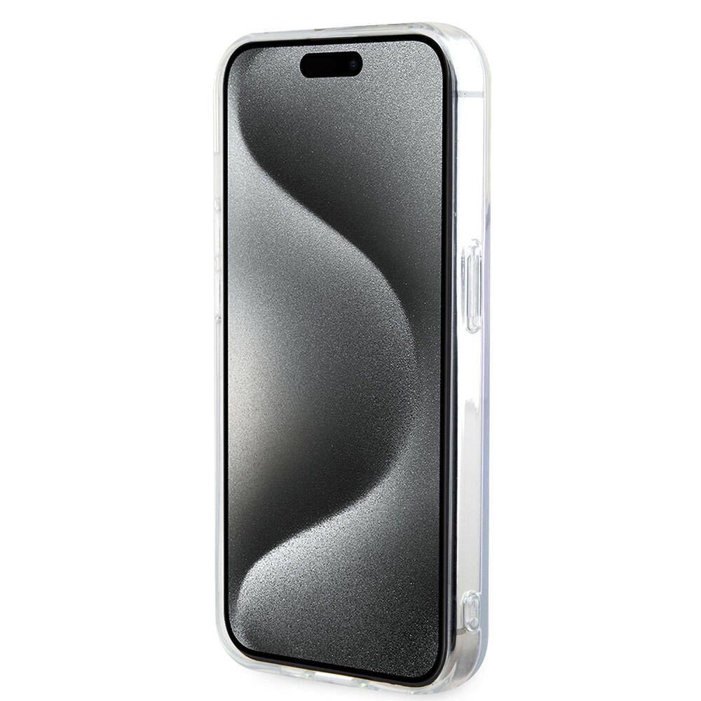 Guess iPhone 15 Pro Max Orjinal Lisanslı Magsafe Şarj Özellikli Yazı Logolu Iridescent Telefon Kılıfı - 12