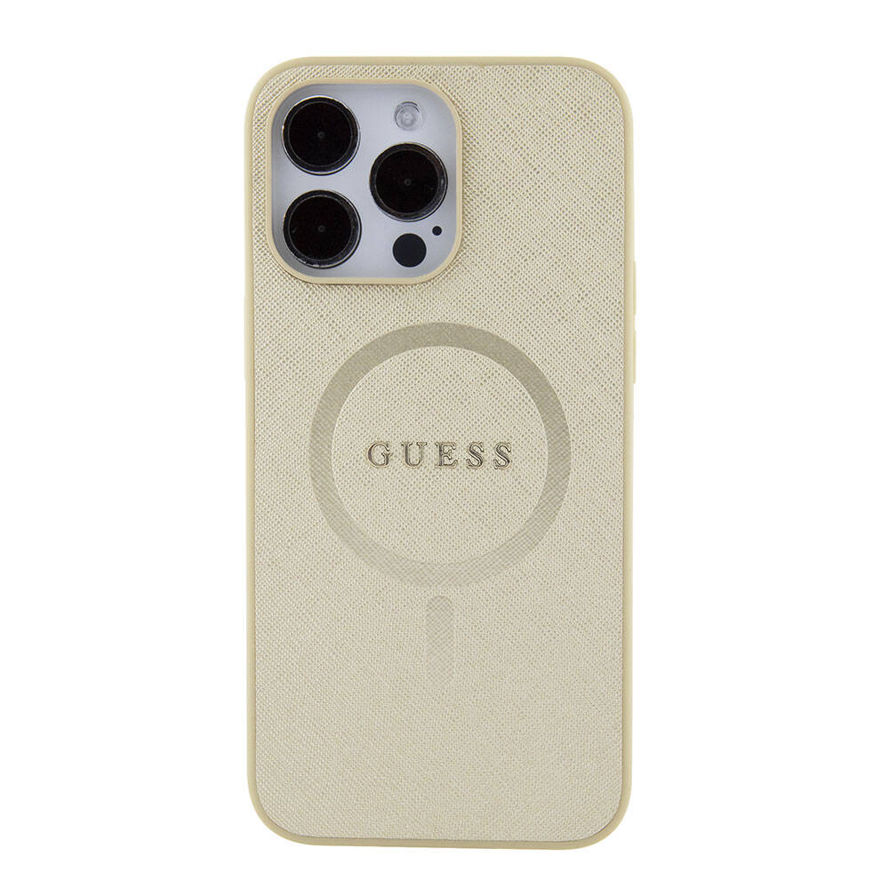Guess iPhone 15 Pro Max Orjinal Lisanslı Magsafe Şarj Özellikli Yazı Logolu Saffiano Telefon Kılıfı - 17