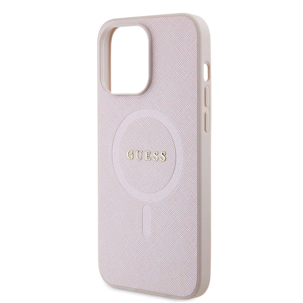 Guess iPhone 15 Pro Max Orjinal Lisanslı Magsafe Şarj Özellikli Yazı Logolu Saffiano Telefon Kılıfı - 26