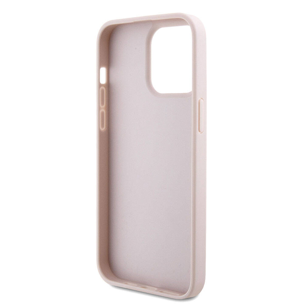 Guess iPhone 15 Pro Max Orjinal Lisanslı PU Deri Askılı Taşlı Üçgen Logo 4G Desenli Strass Crossbody Telefon Kılıfı - 22