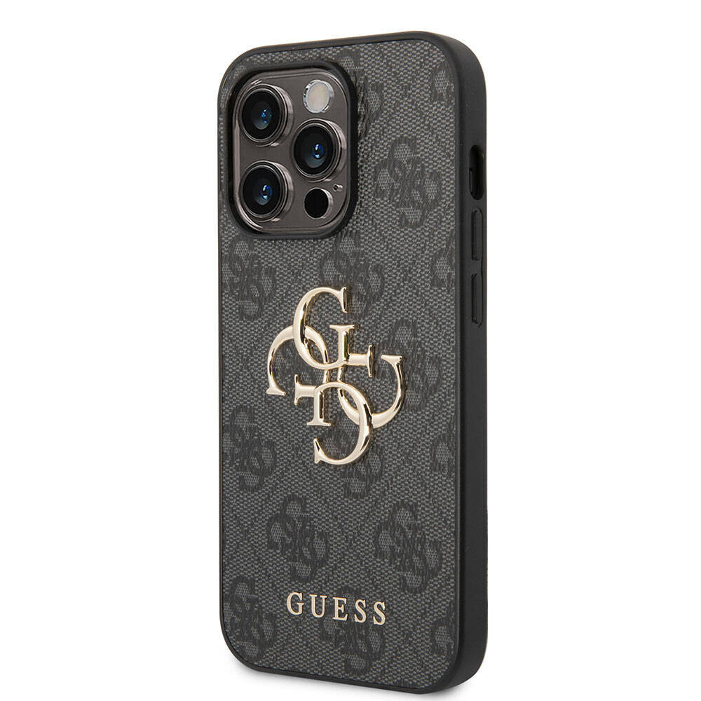 Guess iPhone 15 Pro Max Orjinal Lisanslı PU Deri Yazı ve 4G Metal Logolu Desenli Telefon Kılıfı - 2