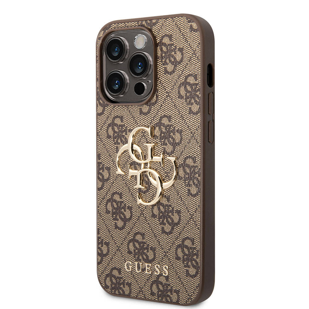 Guess iPhone 15 Pro Max Orjinal Lisanslı PU Deri Yazı ve 4G Metal Logolu Desenli Telefon Kılıfı - 9