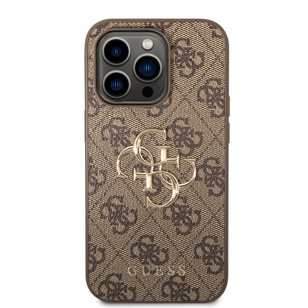 Guess iPhone 15 Pro Max Orjinal Lisanslı PU Deri Yazı ve 4G Metal Logolu Desenli Telefon Kılıfı - 10