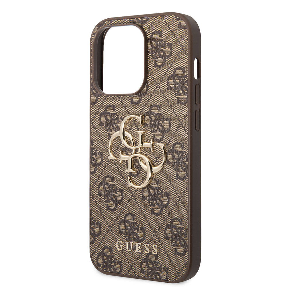 Guess iPhone 15 Pro Max Orjinal Lisanslı PU Deri Yazı ve 4G Metal Logolu Desenli Telefon Kılıfı - 12