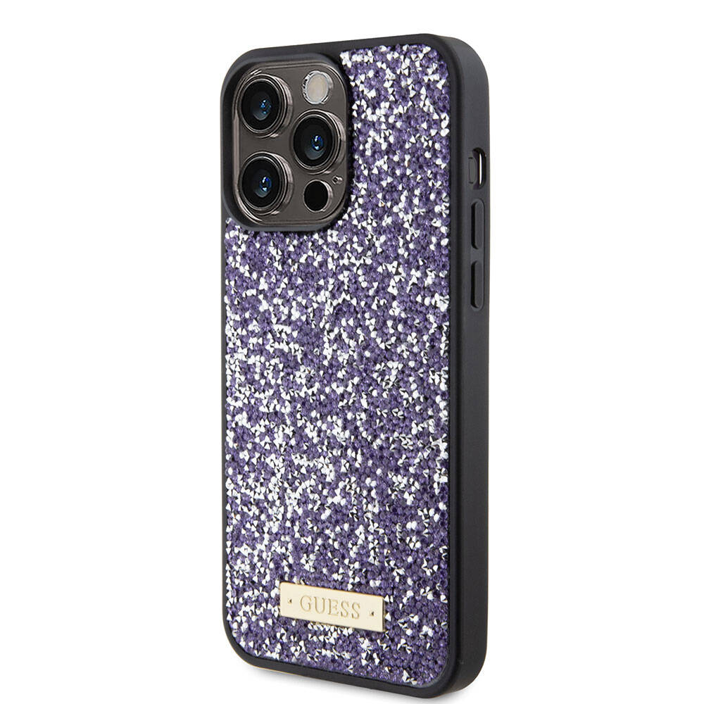 Guess iPhone 15 Pro Max Orjinal Lisanslı Taşlı Arka Yüzey Metal Yazı Logolu Telefon Kılıfı - 23
