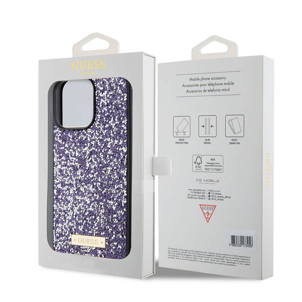 Guess iPhone 15 Pro Max Orjinal Lisanslı Taşlı Arka Yüzey Metal Yazı Logolu Telefon Kılıfı - 28
