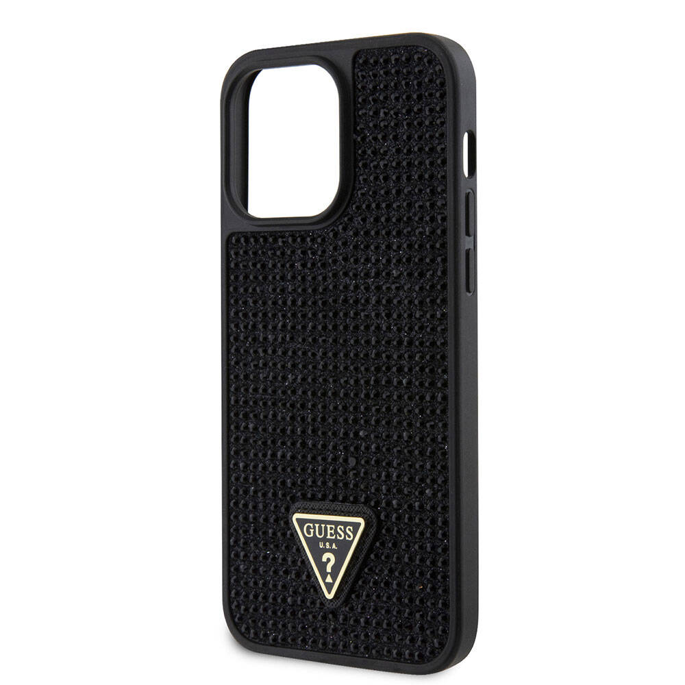 Guess iPhone 15 Pro Max Orjinal Lisanslı Taşlı Arka Yüzey Üçgen Logolu Telefon Kılıfı - 13
