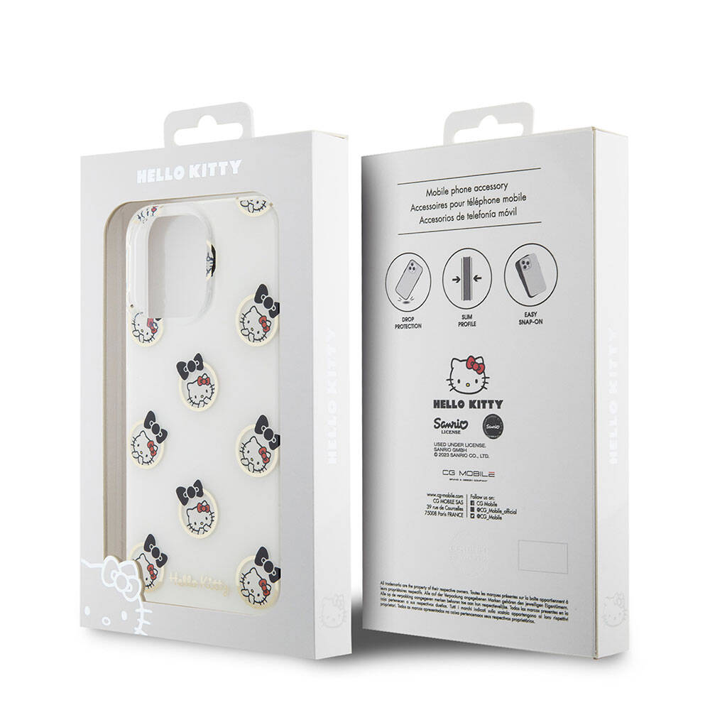 Hello Kitty iPhone 15 Pro Max Orjinal Lisanslı Elektroplating Kaplama Kabarcık Baskılı Kılıf