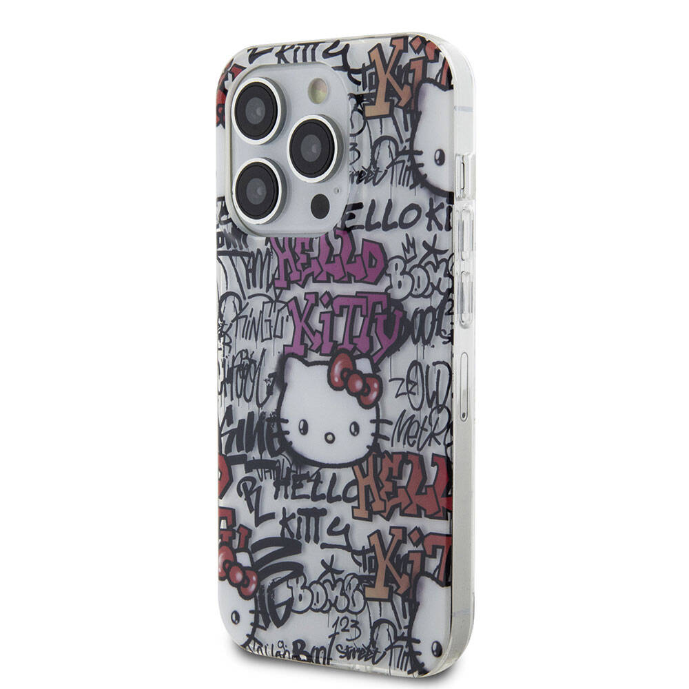 Hello Kitty iPhone 15 Pro Max Orjinal Lisanslı İkonik Logolu Etiket Graffiti Kılıf