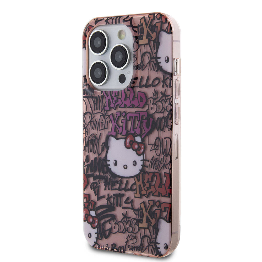 Hello Kitty iPhone 15 Pro Max Orjinal Lisanslı İkonik Logolu Etiket Graffiti Kılıf