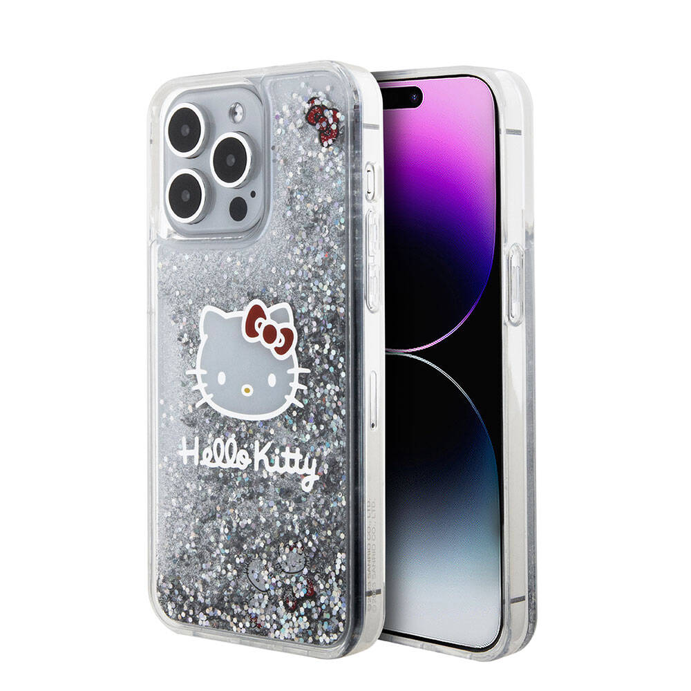 Hello Kitty iPhone 15 Pro Max Orjinal Lisanslı İkonik Sıvılı Glitter Telefon Kılıfı