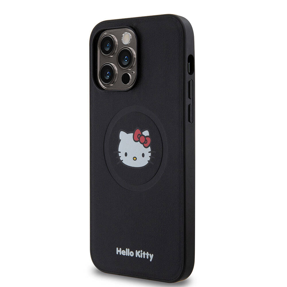Hello Kitty iPhone 15 Pro Max Orjinal Lisanslı M-safe Şarj Özellikli Kitty Head Deri Kılıf