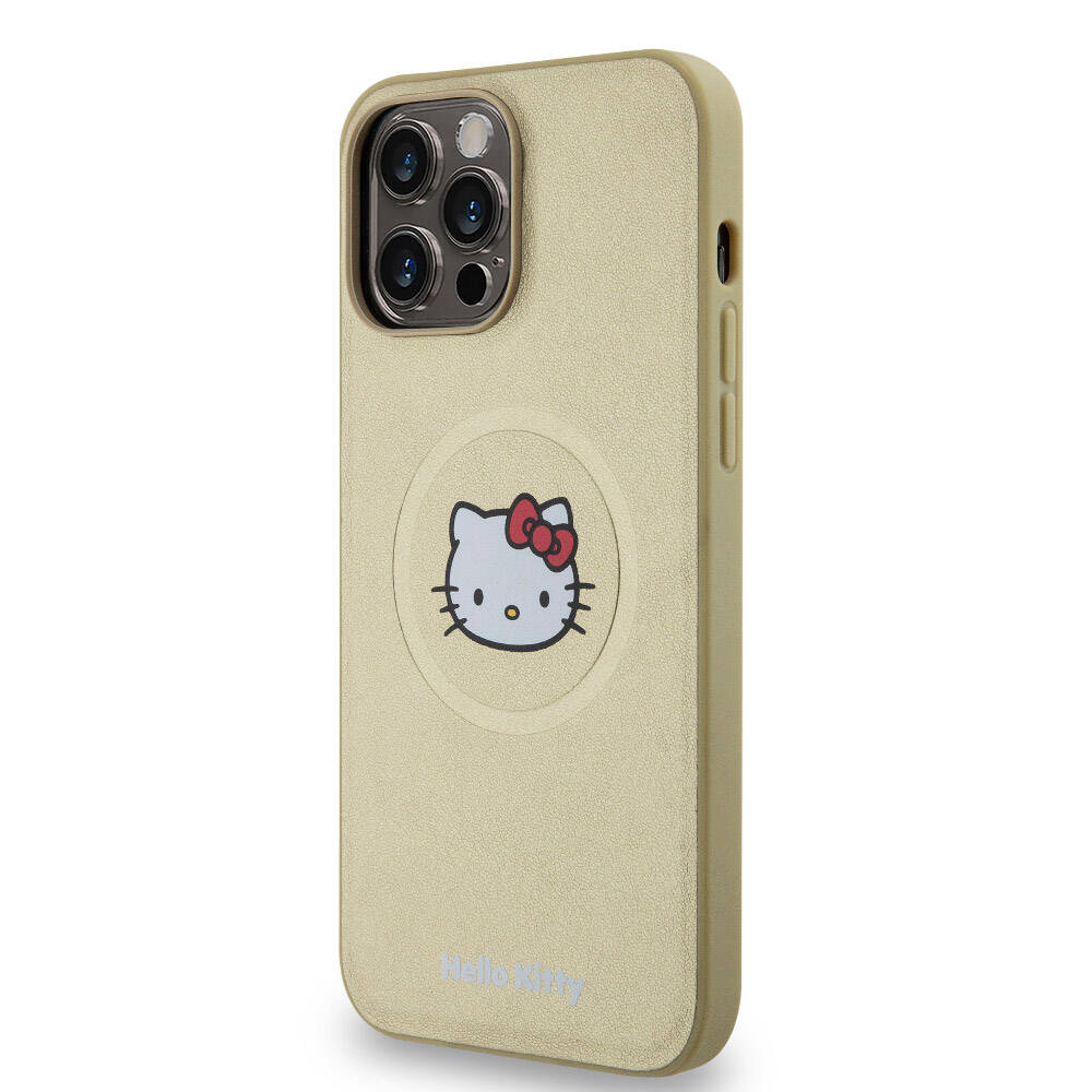 Hello Kitty iPhone 15 Pro Max Orjinal Lisanslı M-safe Şarj Özellikli Kitty Head Deri Kılıf