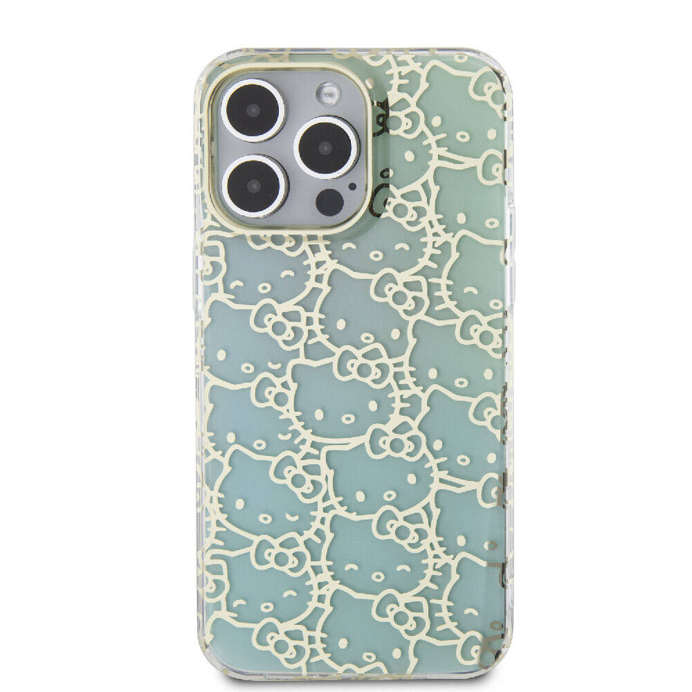 Hello Kitty iPhone 15 Pro Max Orjinal Lisanslı Renk Geçişli Elektroplating Kaplama Kitty Head Desenli Kılıf