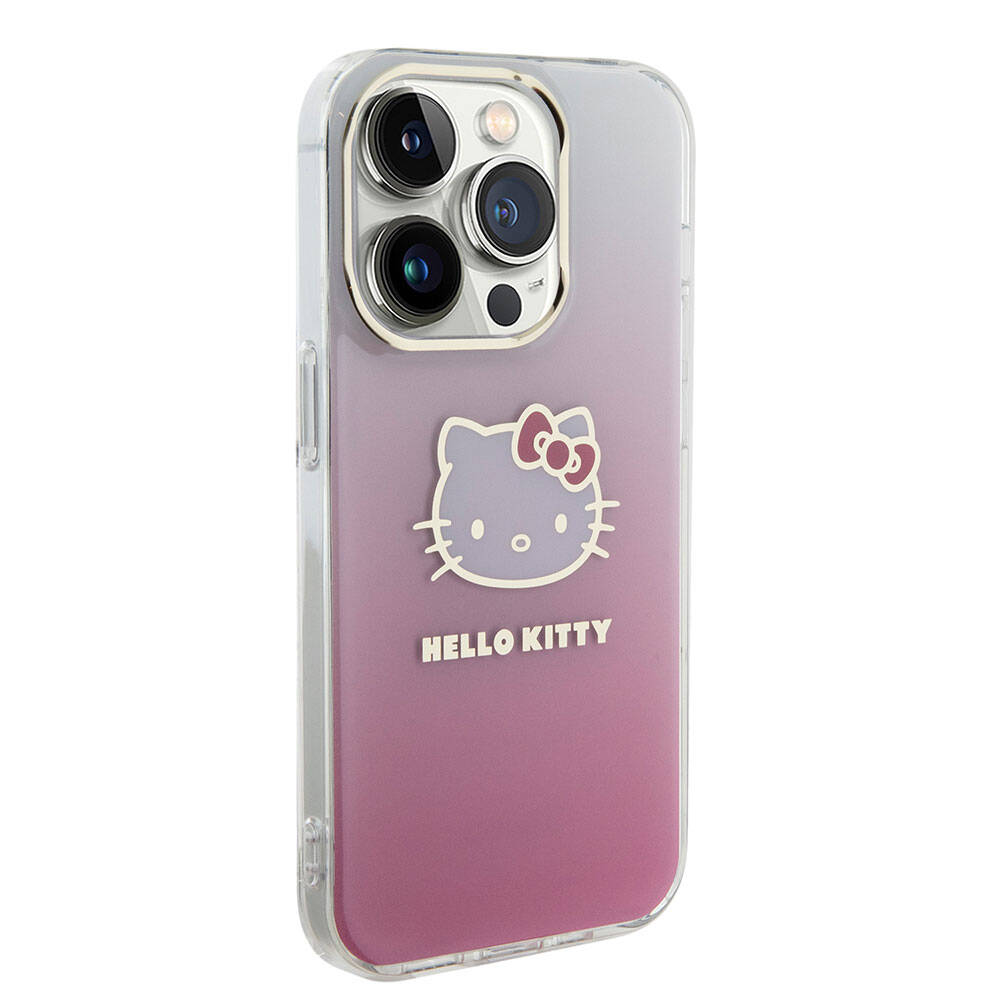 Hello Kitty iPhone 15 Pro Max Orjinal Lisanslı Yazı ve İkonik Logolu Elektroplating Kaplama Gradyan Kılıf