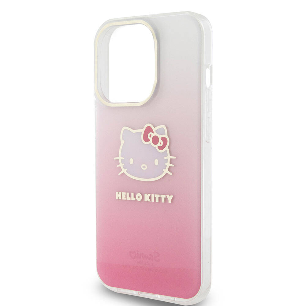 Hello Kitty iPhone 15 Pro Max Orjinal Lisanslı Yazı ve İkonik Logolu Elektroplating Kaplama Gradyan Kılıf