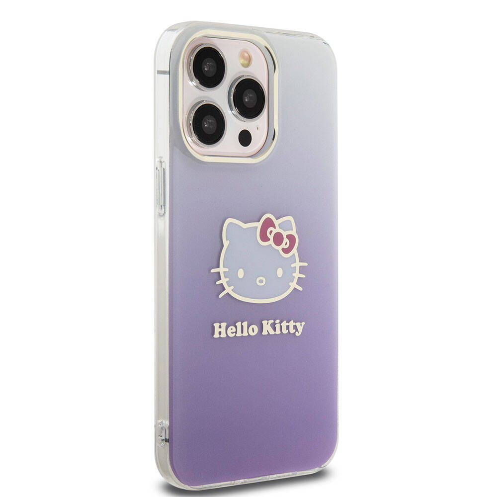 Hello Kitty iPhone 15 Pro Max Orjinal Lisanslı Yazı ve İkonik Logolu Elektroplating Kaplama Gradyan Kılıf