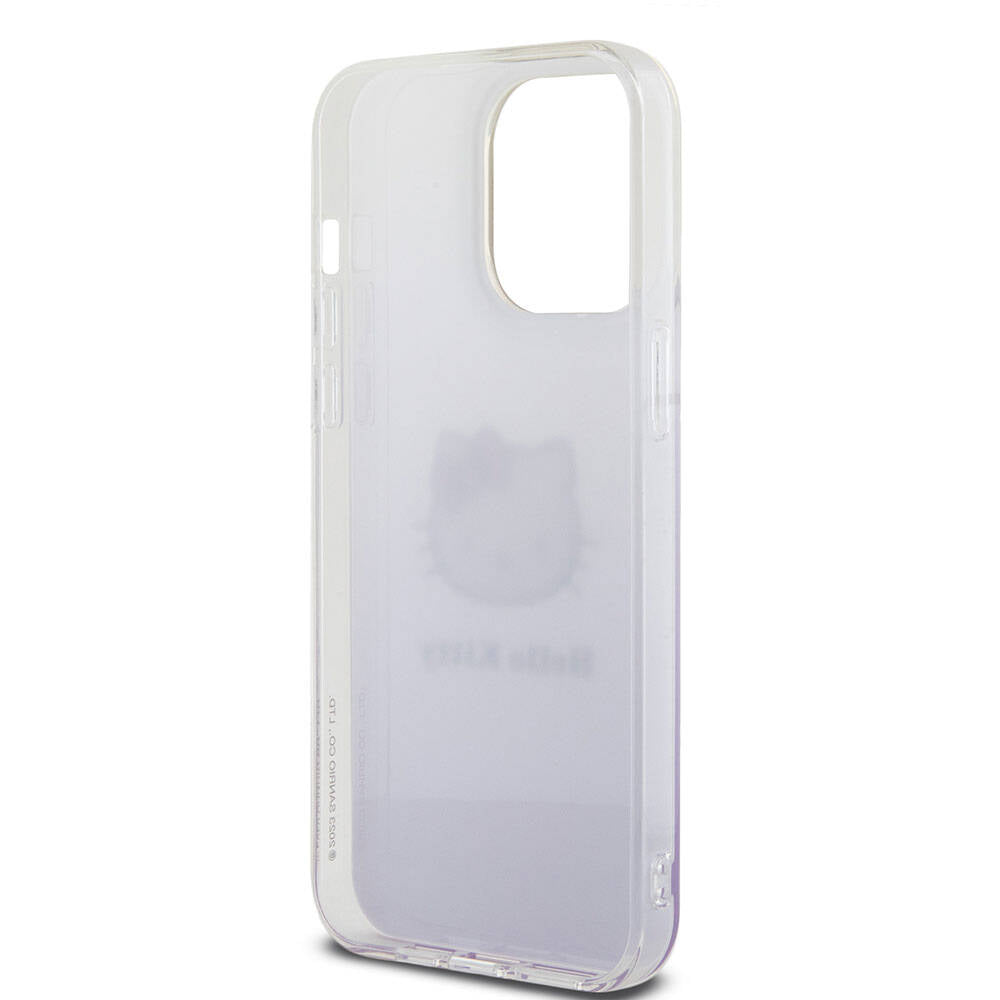 Hello Kitty iPhone 15 Pro Max Orjinal Lisanslı Yazı ve İkonik Logolu Elektroplating Kaplama Gradyan Kılıf