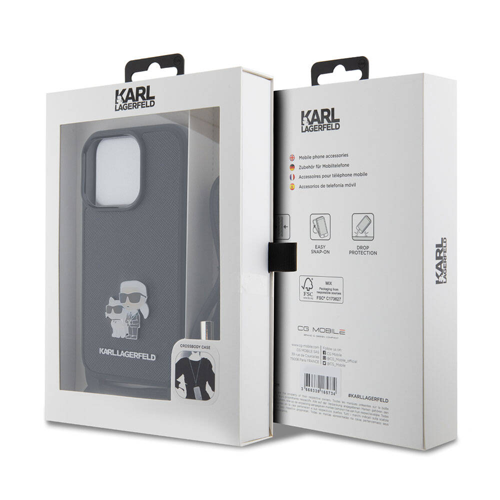 Karl Lagerfeld iPhone 15 Pro Max Askı İpli K&C Metal Logo Orjinal Lisanslı Telefon Kılıfı - 6