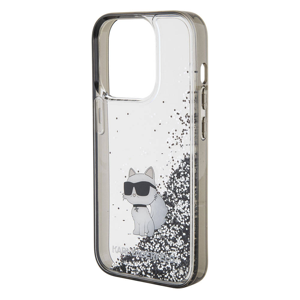 Karl Lagerfeld iPhone 15 Pro Max Choupette Sıvılı Glitter Orjinal Lisanslı Telefon Kılıfı - 2
