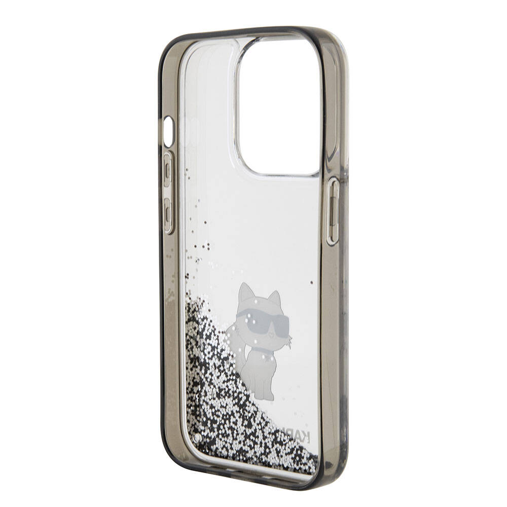 Karl Lagerfeld iPhone 15 Pro Max Choupette Sıvılı Glitter Orjinal Lisanslı Telefon Kılıfı - 4
