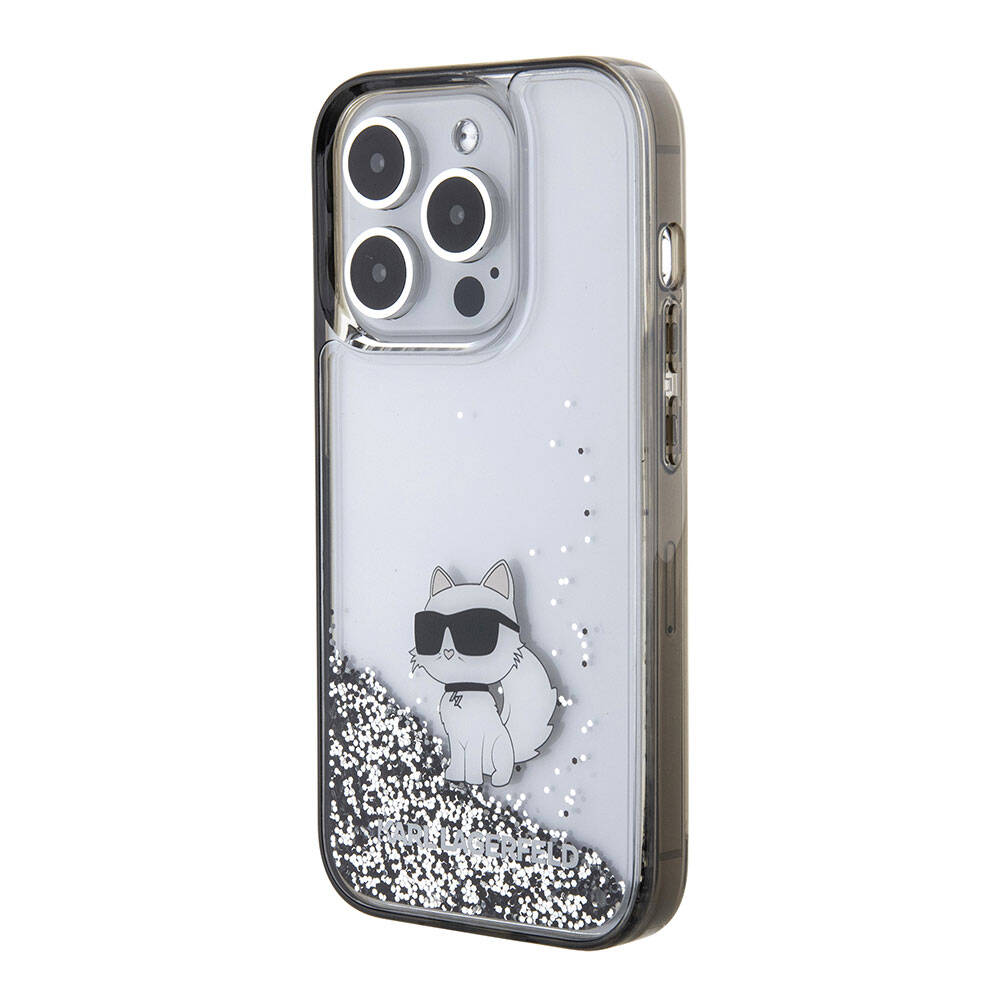 Karl Lagerfeld iPhone 15 Pro Max Choupette Sıvılı Glitter Orjinal Lisanslı Telefon Kılıfı - 3