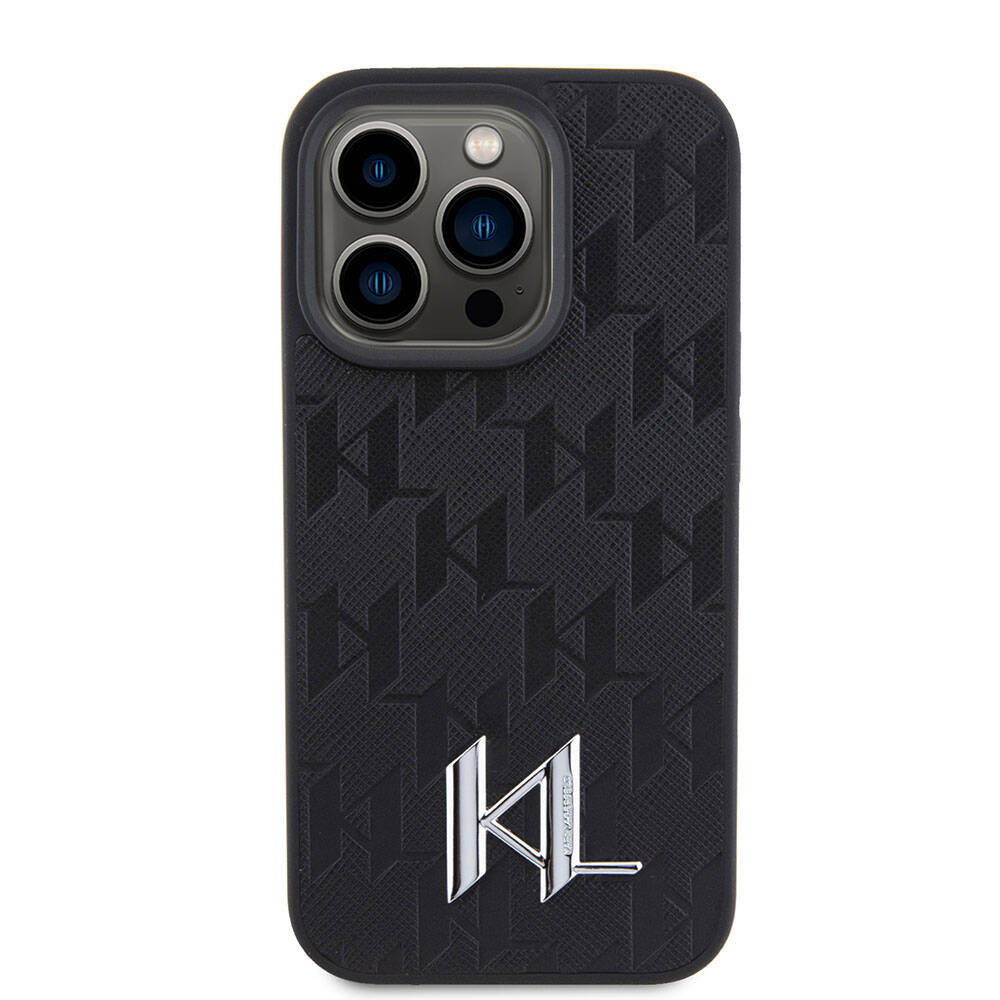 Karl Lagerfeld iPhone 15 Pro Max Kılıf Hot Stamp K&L Metal Logo Orjinal Lisanslı Telefon Kılıfı - 5