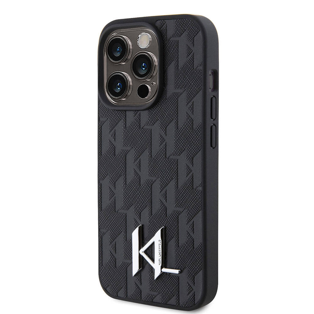 Karl Lagerfeld iPhone 15 Pro Max Kılıf Hot Stamp K&L Metal Logo Orjinal Lisanslı Telefon Kılıfı - 4