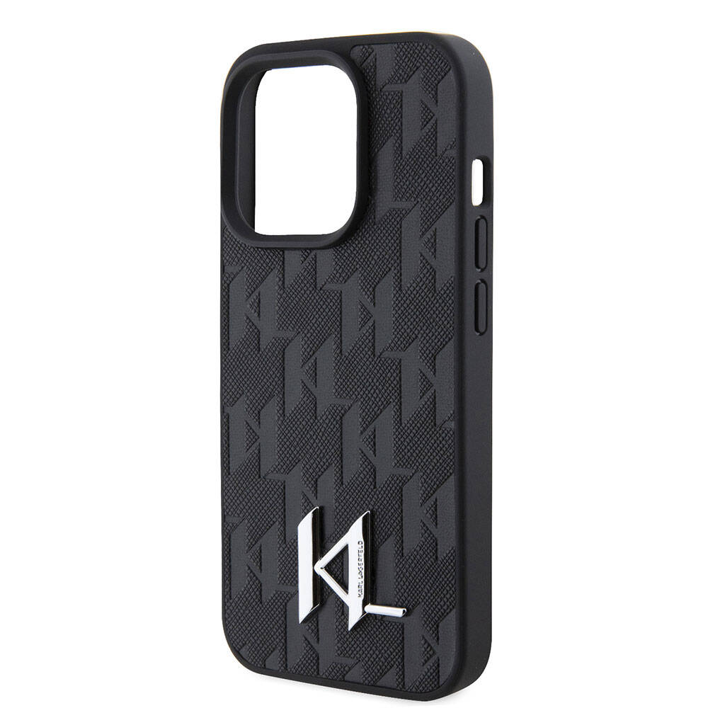 Karl Lagerfeld iPhone 15 Pro Max Kılıf Hot Stamp K&L Metal Logo Orjinal Lisanslı Telefon Kılıfı - 6
