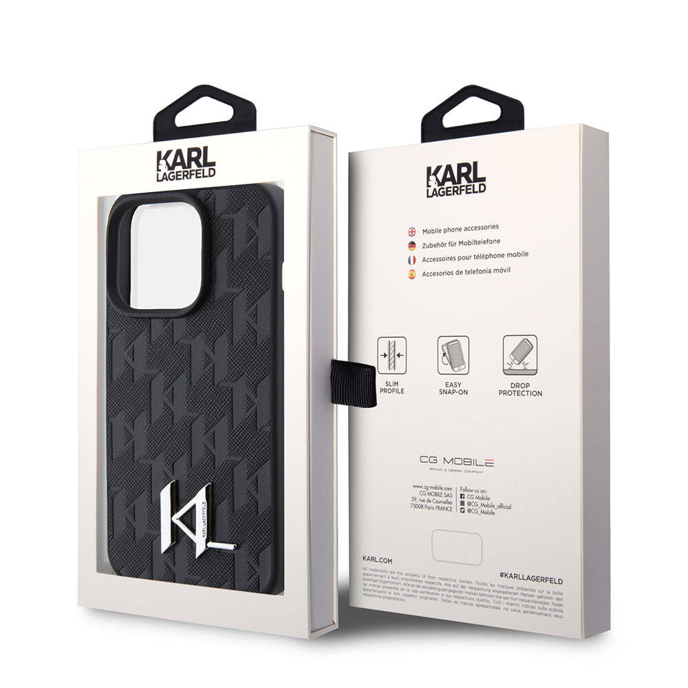 Karl Lagerfeld iPhone 15 Pro Max Kılıf Hot Stamp K&L Metal Logo Orjinal Lisanslı Telefon Kılıfı - 8