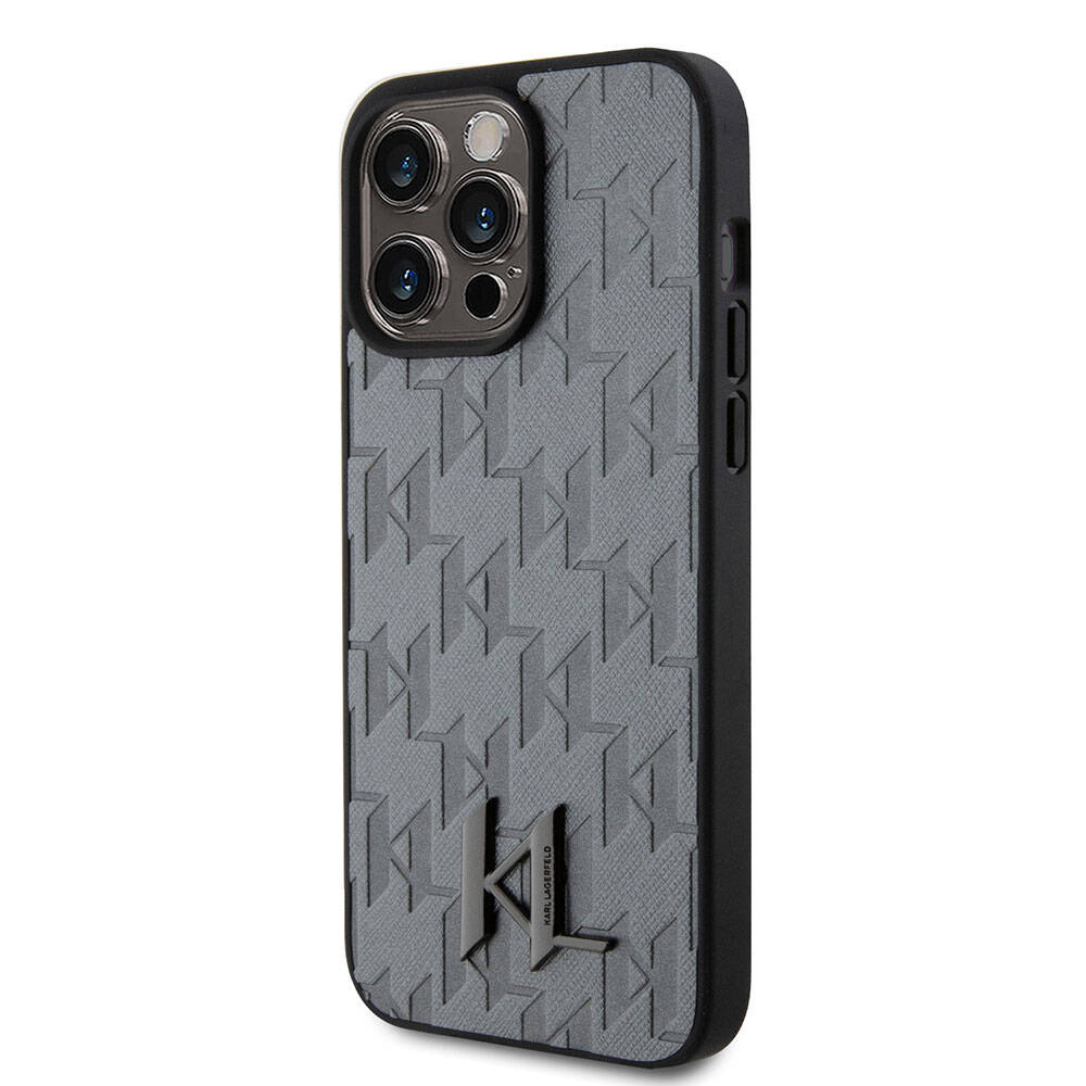 Karl Lagerfeld iPhone 15 Pro Max Kılıf Hot Stamp K&L Metal Logo Orjinal Lisanslı Telefon Kılıfı - 9