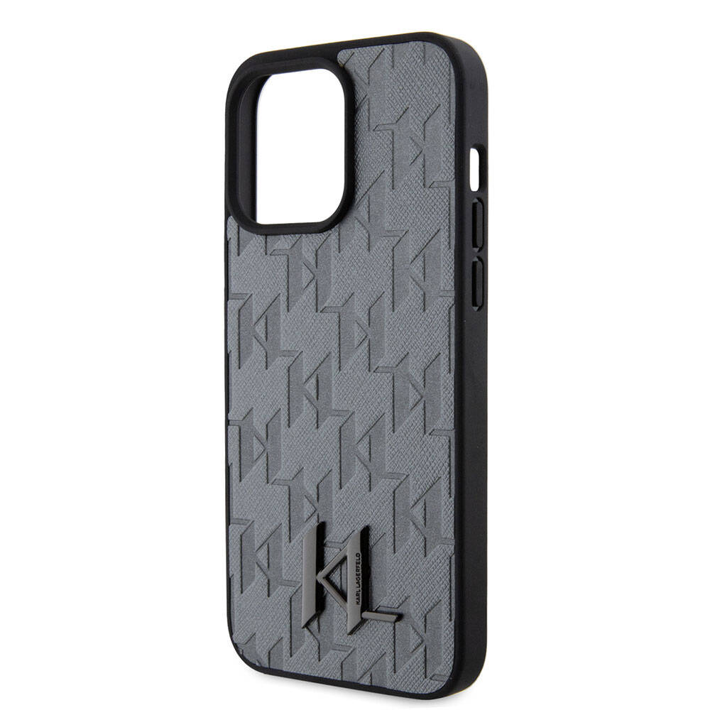 Karl Lagerfeld iPhone 15 Pro Max Kılıf Hot Stamp K&L Metal Logo Orjinal Lisanslı Telefon Kılıfı - 12