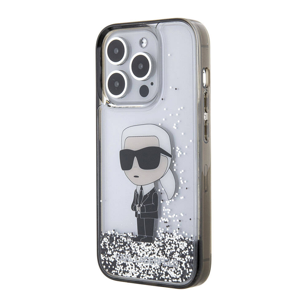 Karl Lagerfeld iPhone 15 Pro Max İkonik Sıvılı Glitter Orjinal Lisanslı Telefon Kılıfı - 3