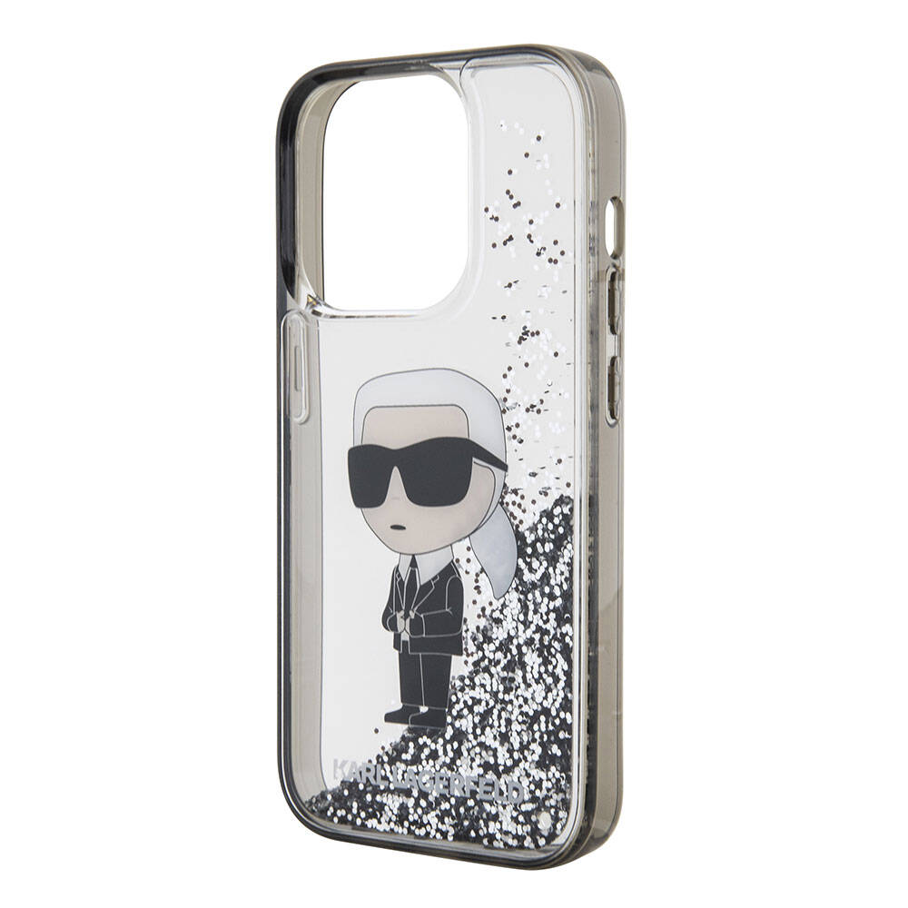 Karl Lagerfeld iPhone 15 Pro Max İkonik Sıvılı Glitter Orjinal Lisanslı Telefon Kılıfı - 5
