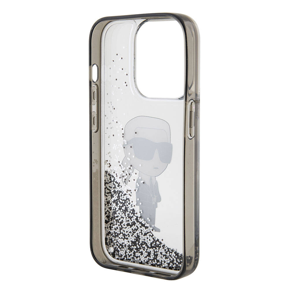 Karl Lagerfeld iPhone 15 Pro Max İkonik Sıvılı Glitter Orjinal Lisanslı Telefon Kılıfı - 6